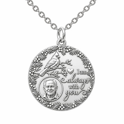 Cardinal Remembrance Portrait Charm Necklace Set – silver, front view