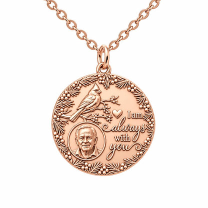 Cardinal Remembrance Portrait Charm Necklace Set – rose gold, front view