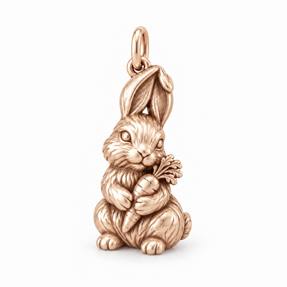 Carrot Cuddle Bunny Charm — Rose Gold | charm-topics-remaining-444-2026-09-14 | topic-370