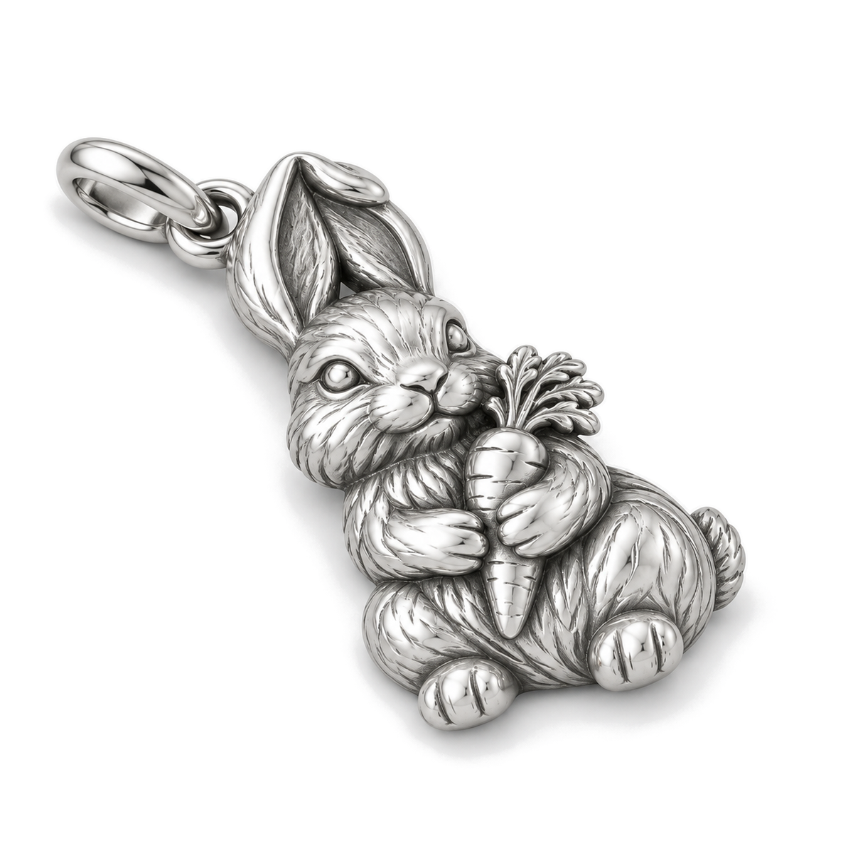 Carrot Cuddle Bunny Charm — Silver Super Macro | charm-topics-remaining-444-2026-09-14 | topic-370