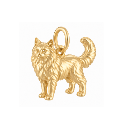 Domestic Longhair — Cat Breed Charm and Polyester Cord Bracelet Set — Gold