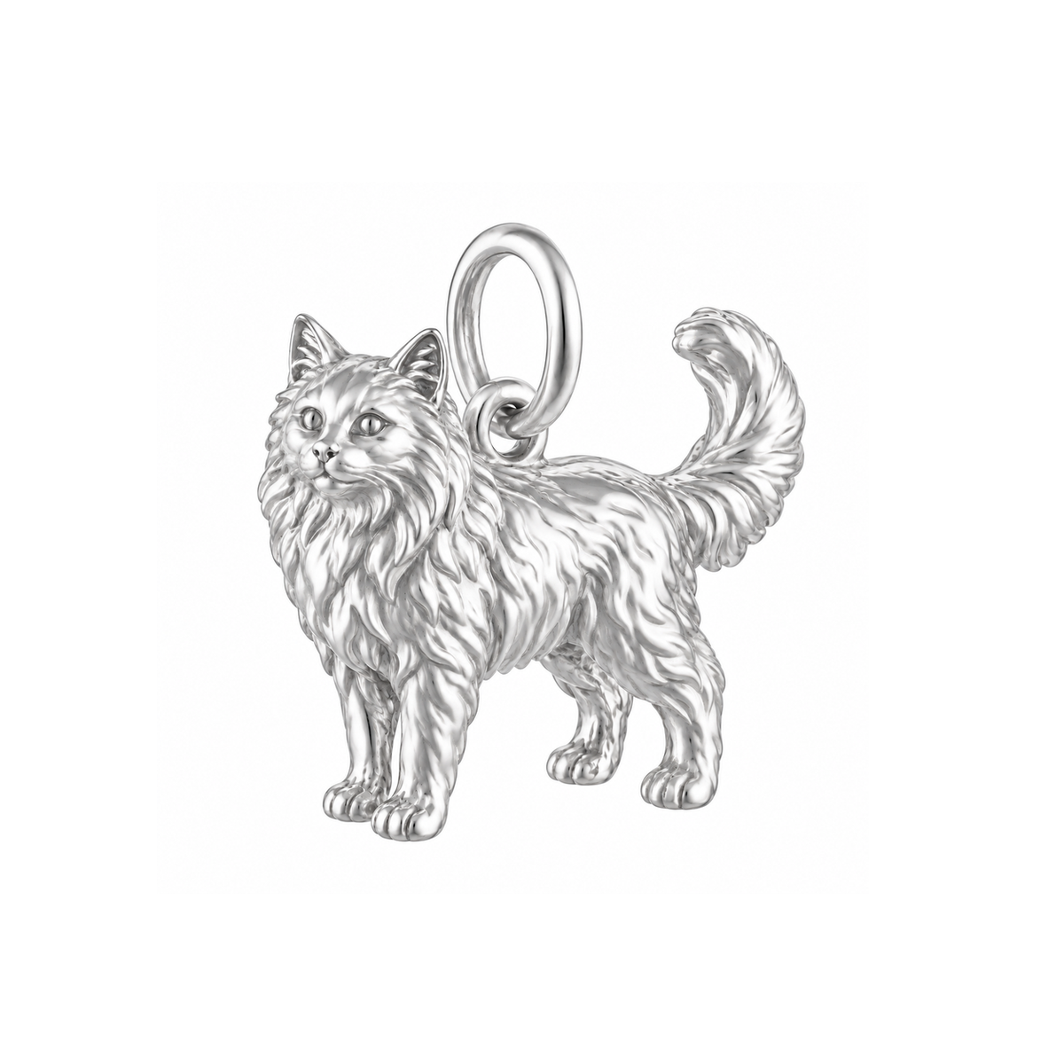 Domestic Longhair — Cat Breed Charm and Polyester Cord Bracelet Set — Silver