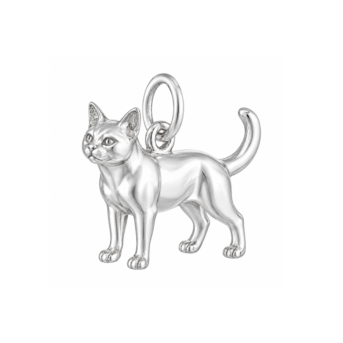 Domestic Shorthair — Cat Breed Charm and Polyester Cord Bracelet Set — Silver