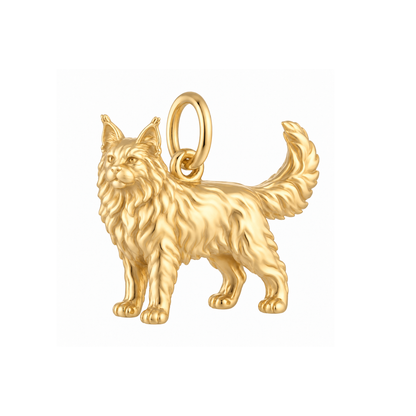 Maine Coon — Cat Breed Charm and Polyester Cord Bracelet Set — Gold