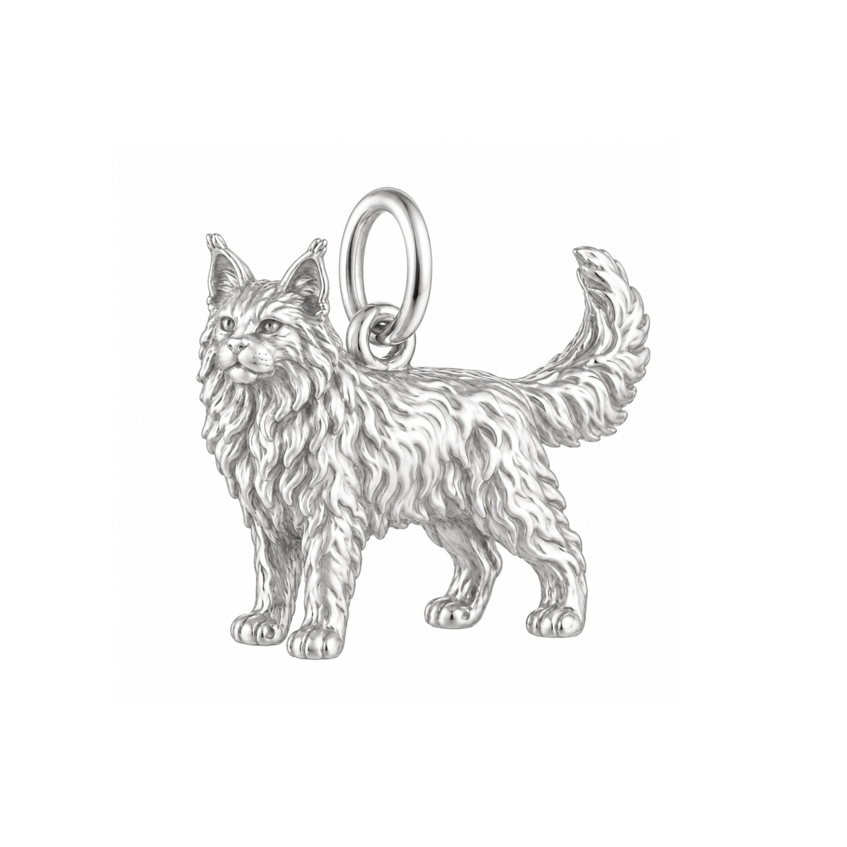 Maine Coon — Cat Breed Charm and Polyester Cord Bracelet Set — Silver
