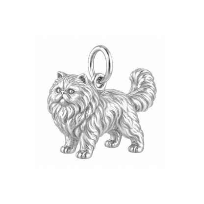 Persian — Cat Breed Charm and Polyester Cord Bracelet Set — Silver