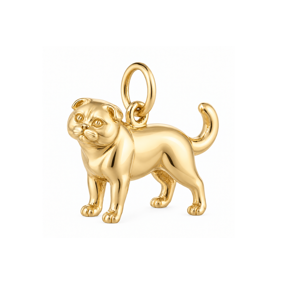 Scottish Fold — Cat Breed Charm and Polyester Cord Bracelet Set — Gold