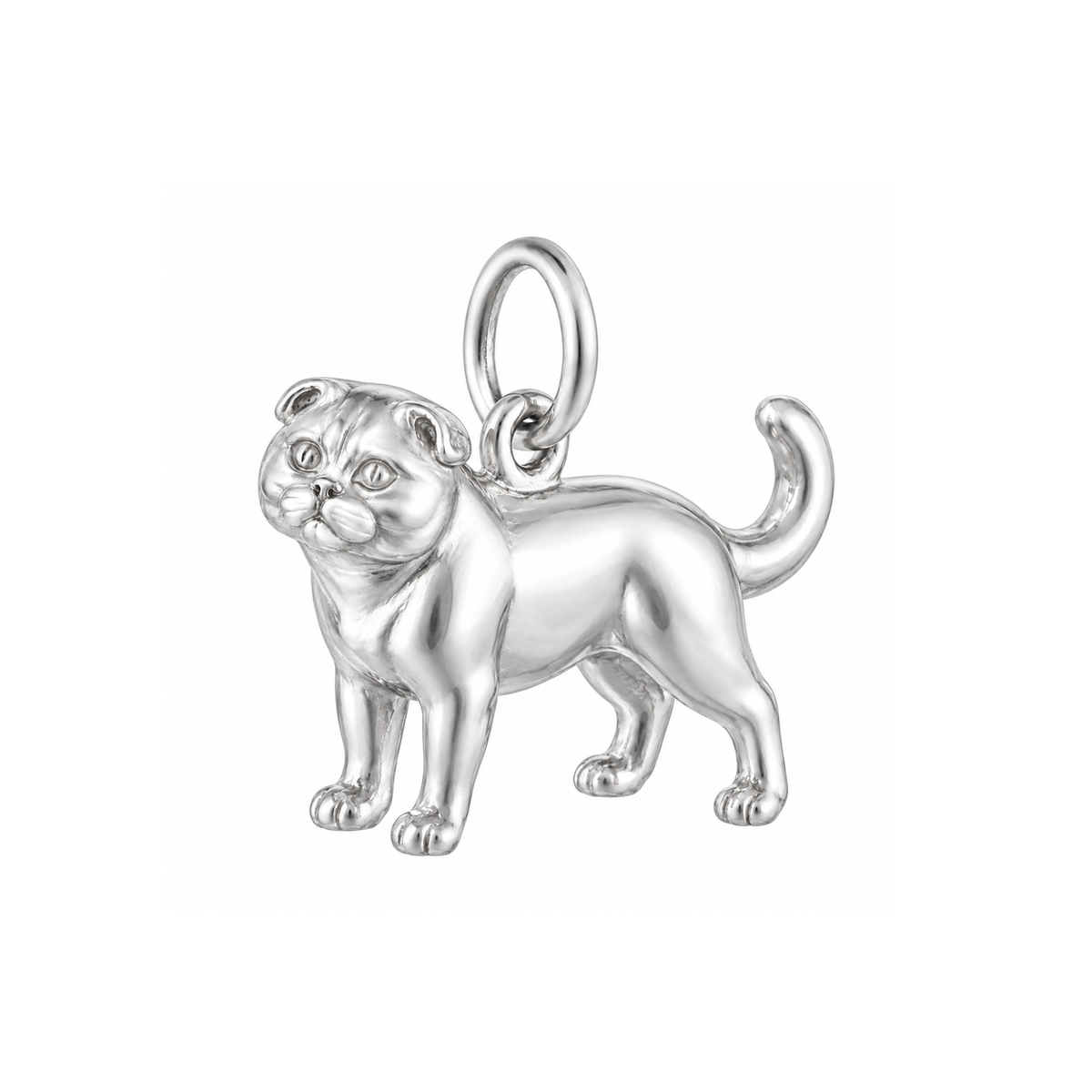 Scottish Fold — Cat Breed Charm and Polyester Cord Bracelet Set — Silver