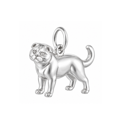 Scottish Fold — Cat Breed Charm and Polyester Cord Bracelet Set — Silver