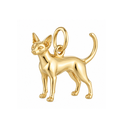 Siamese — Cat Breed Charm and Polyester Cord Bracelet Set — Gold