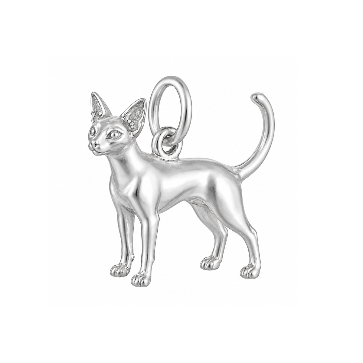 Siamese — Cat Breed Charm and Polyester Cord Bracelet Set — Silver