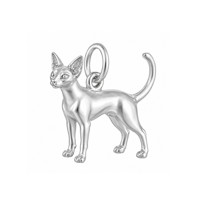 Siamese — Cat Breed Charm and Polyester Cord Bracelet Set — Silver