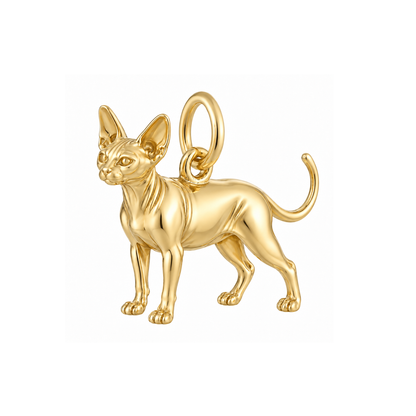 Sphynx — Cat Breed Charm and Polyester Cord Bracelet Set — Gold