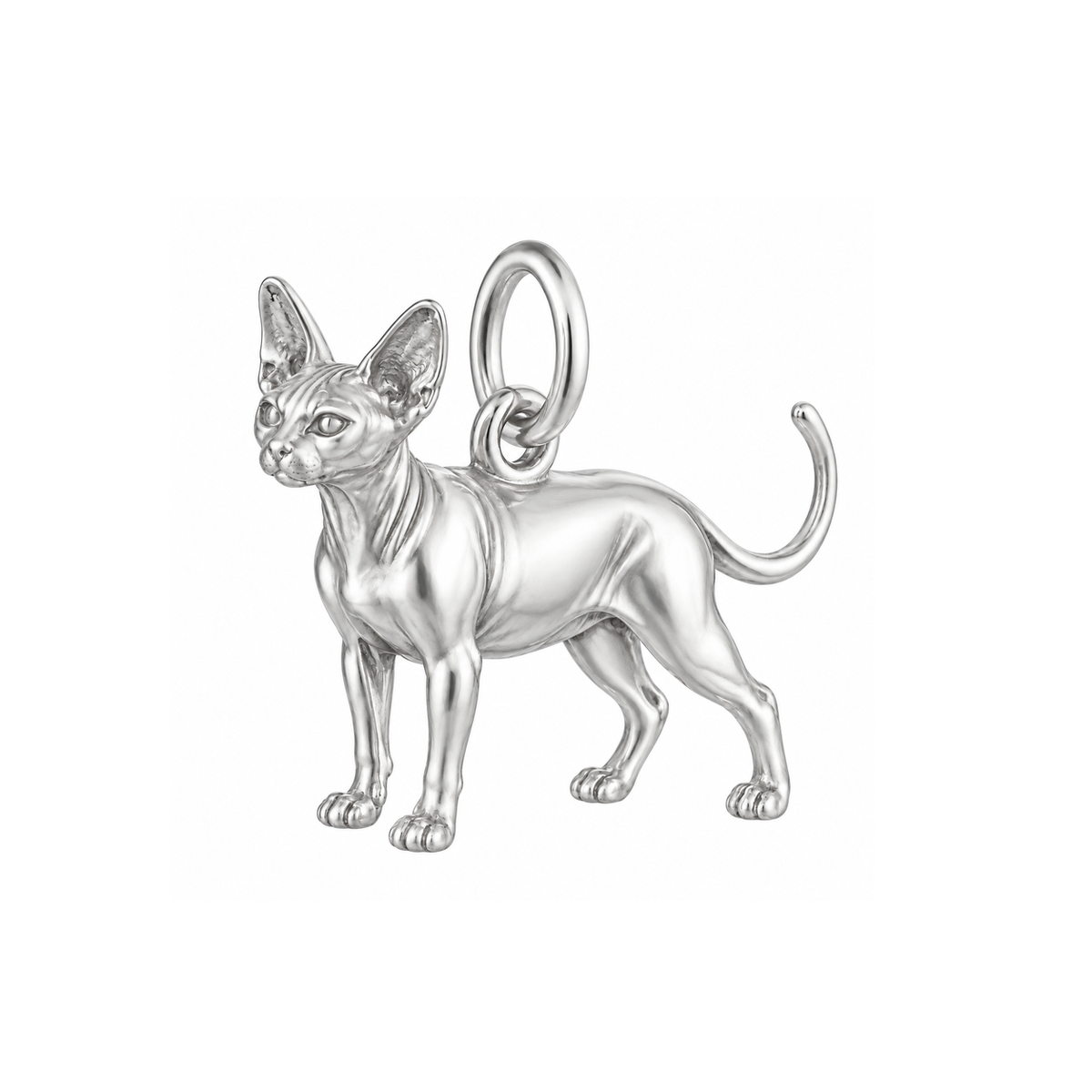 Sphynx — Cat Breed Charm and Polyester Cord Bracelet Set — Silver