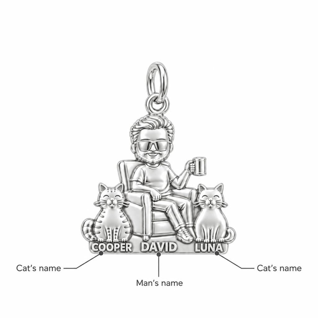 Cat Dad Armchair Ritual Charm Bracelet – Personalized Dad Gift – personalization guide