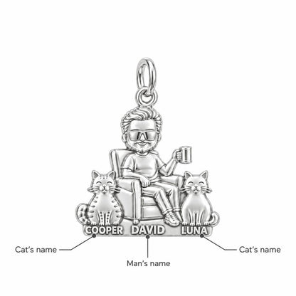 Cat Dad Armchair Ritual Charm Bracelet – Personalized Dad Gift – personalization guide