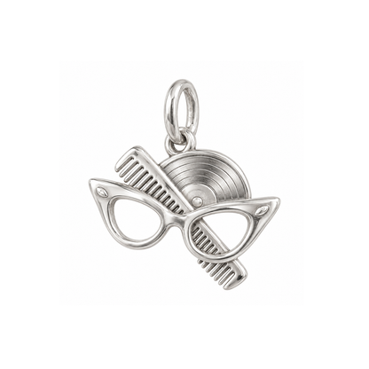 Cat-Eye Glasses and Comb Charm — Silver — 50-works-silver-20260916-148