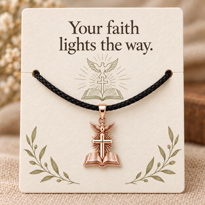 Holy Spirit Cross Bible Charm and Polyester Cord Bracelet Set Gift