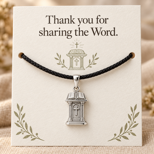 Pulpit Bible Charm and Polyester Cord Bracelet Set Gift