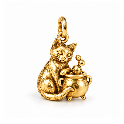 Cauldron Cat Charm — Gold | charm-topics-remaining-444-2026-09-14 | topic-164