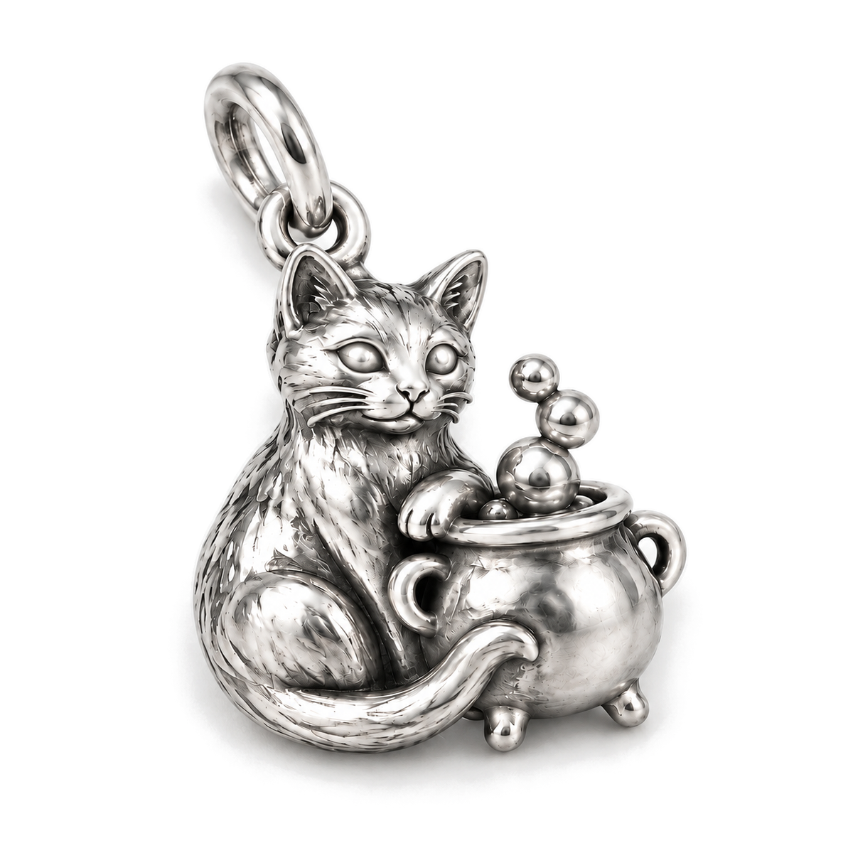 Cauldron Cat Charm — Silver Super Macro | charm-topics-remaining-444-2026-09-14 | topic-164
