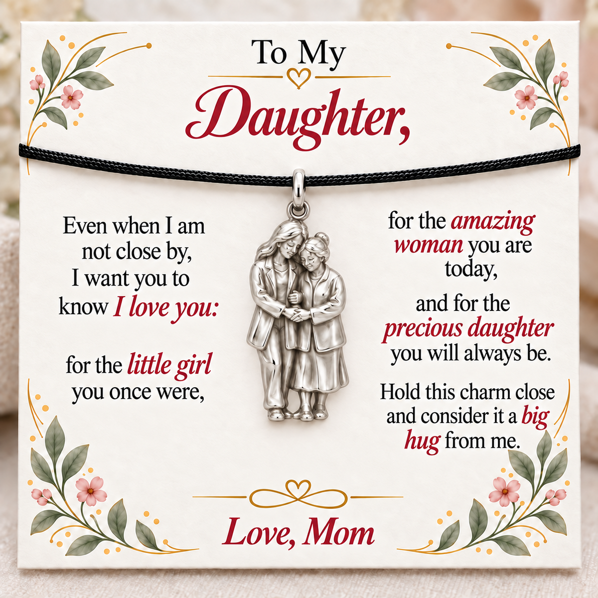 Joined Hands, A Daughter Always Treasured — Main image, silver finish