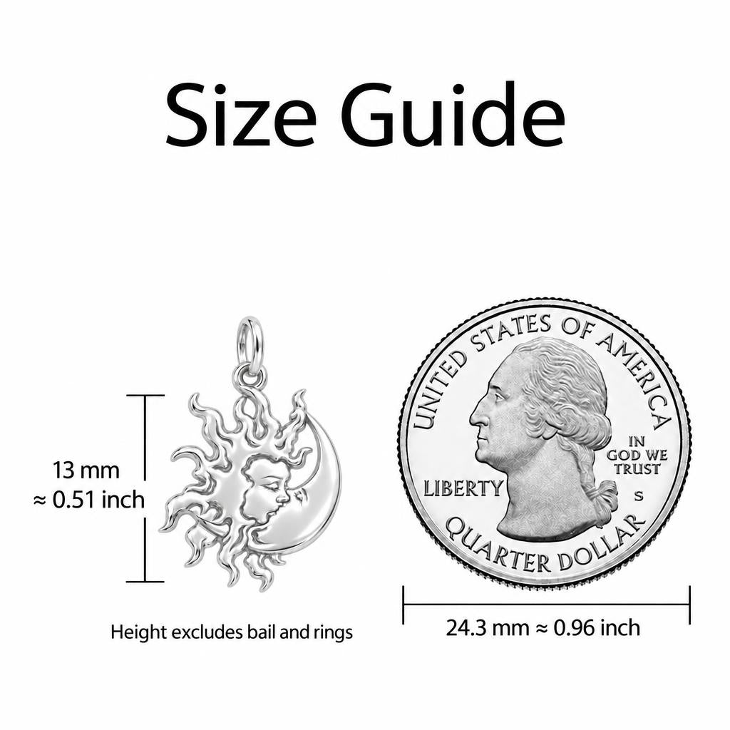 Celestial Eternal Bond Charm Bracelet – Personalized Mom Gift – size guide, 13 mm charm next to a quarter