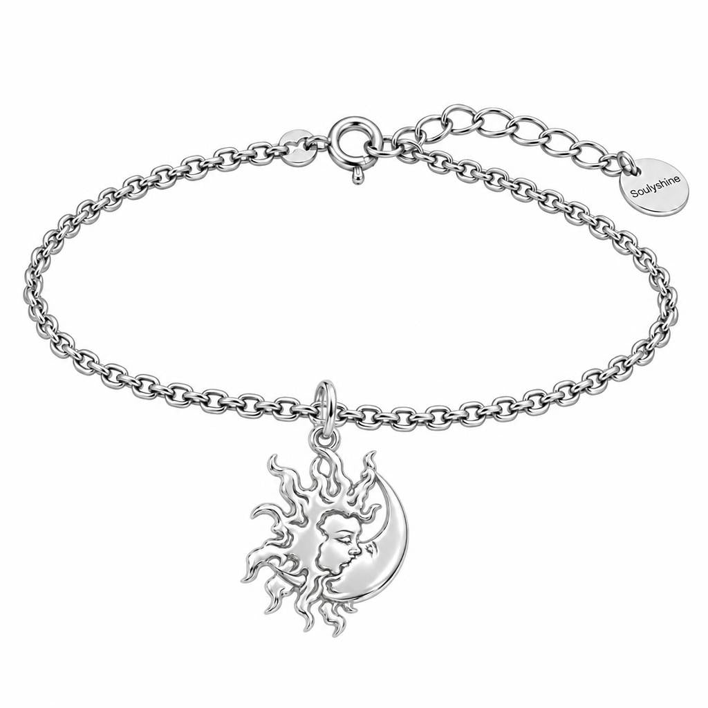 Celestial Eternal Bond Charm Bracelet Set – silver, front view