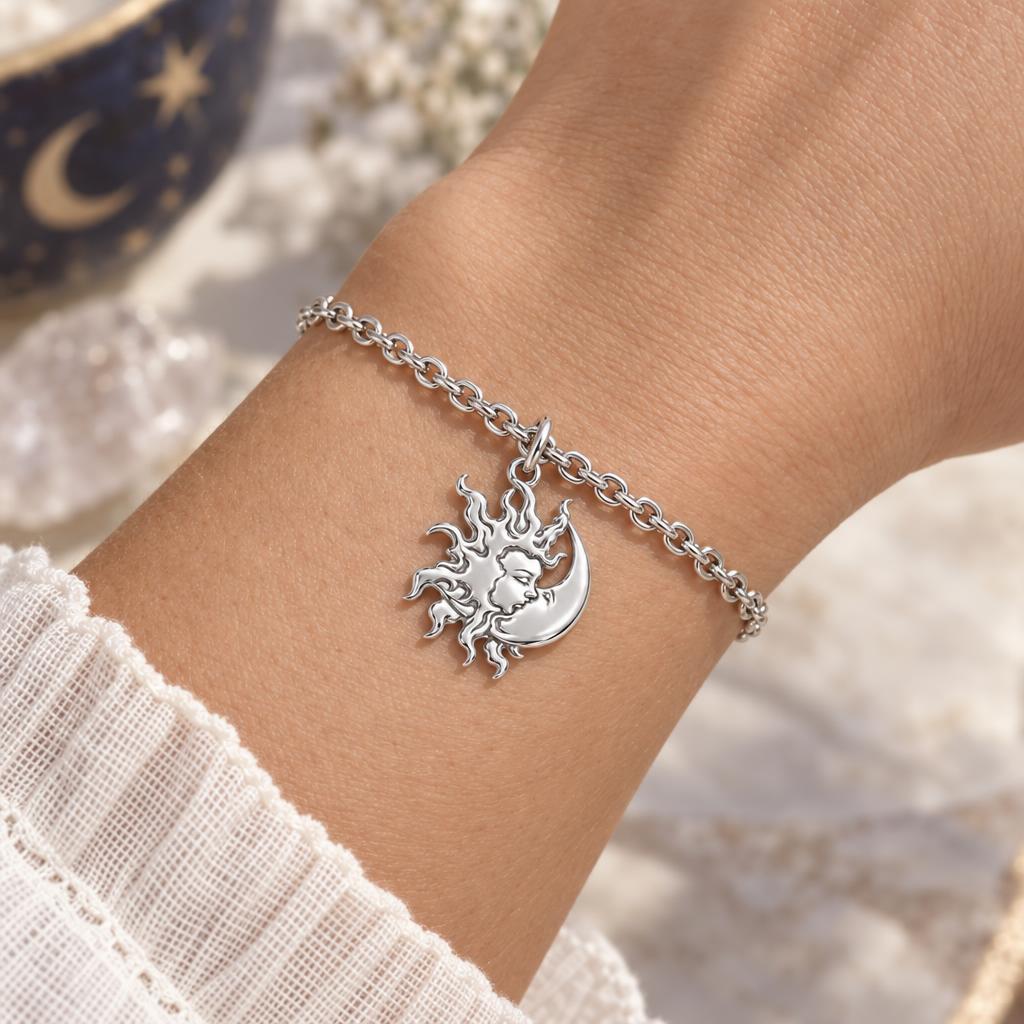 Celestial Eternal Bond Charm Bracelet Set – worn / in use