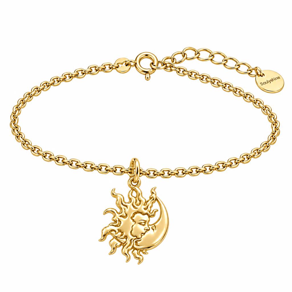 Celestial Eternal Bond Charm Bracelet Set – 18K gold, front view