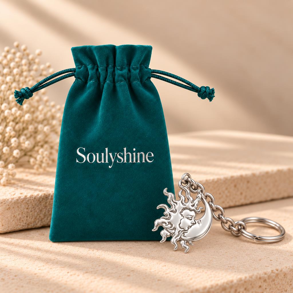Celestial Eternal Bond Charm Keychain – Soulyshine velvet gift pouch