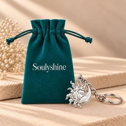 Celestial Eternal Bond Charm Keychain – Soulyshine velvet gift pouch