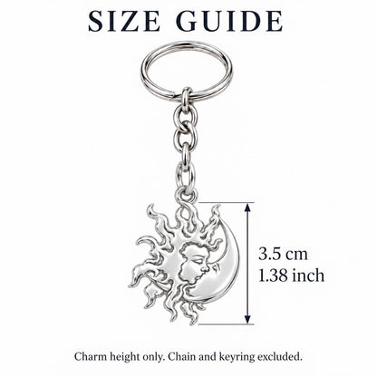 Celestial Eternal Bond Charm Keychain – size guide, 3.5 cm (1.38 in) charm, chain and keyring excluded