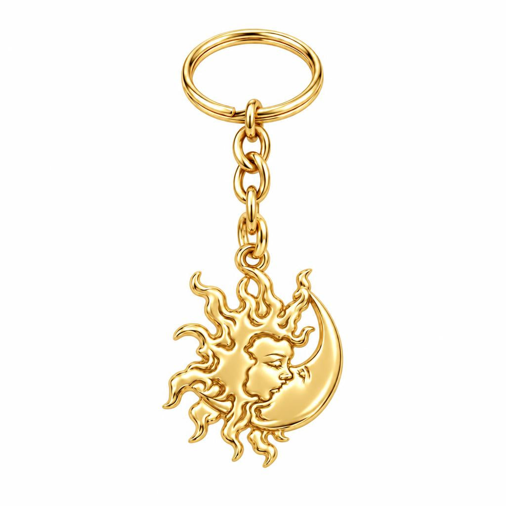 Celestial Eternal Bond Charm Keychain – 18K gold, front view