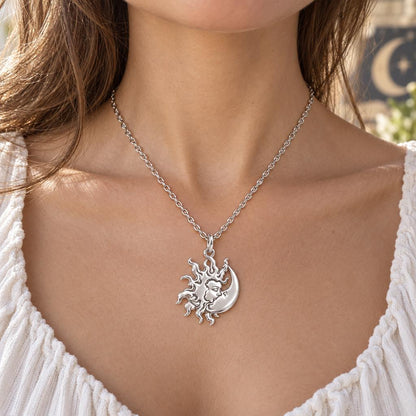 Celestial Eternal Bond Charm Necklace Set – worn / in use