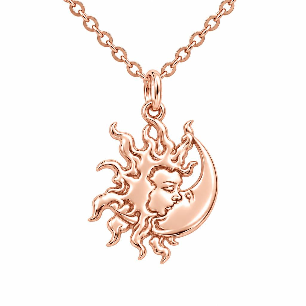 Celestial Eternal Bond Charm Necklace Set – rose gold, front view