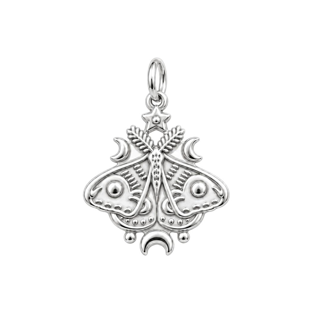 Celestial Luna Moth Charm Bracelet – Personalized Daughter Gift – silver charm, front view