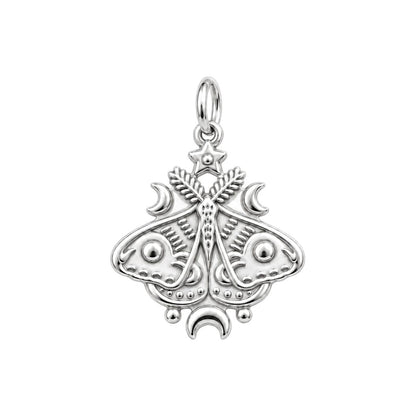 Celestial Luna Moth Charm Bracelet – Personalized Daughter Gift – silver charm, front view