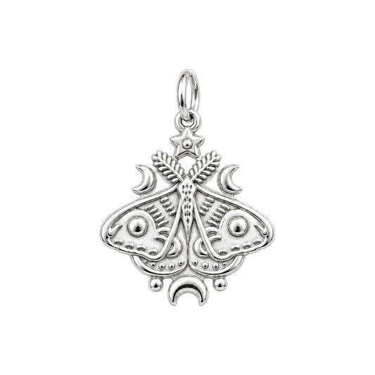 Celestial Luna Moth Charm Bracelet – Personalized Daughter Gift – silver charm, front view