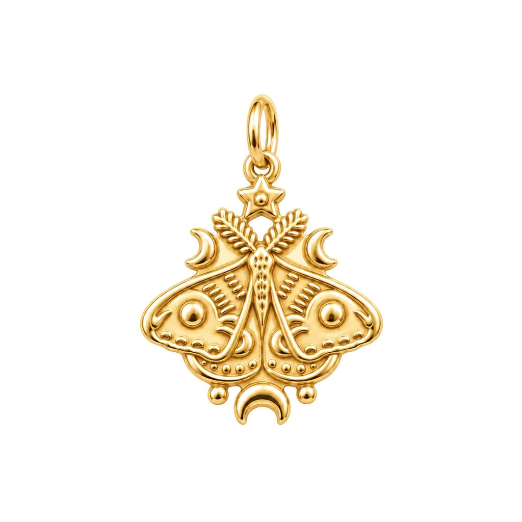 Celestial Luna Moth Charm Bracelet – Personalized Daughter Gift – 18K gold charm, front view