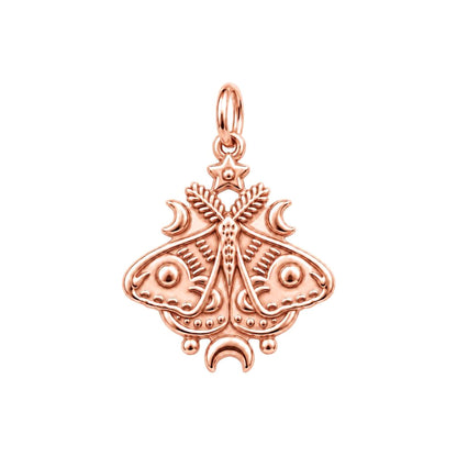 Celestial Luna Moth Charm Bracelet – Personalized Daughter Gift – rose gold charm, front view