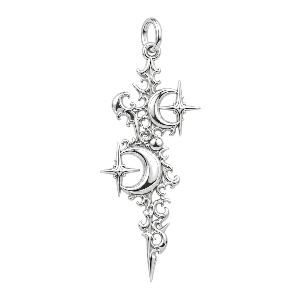 Celestial Twin Moons Charm Bracelet – Personalized Mom Gift – silver charm, front view
