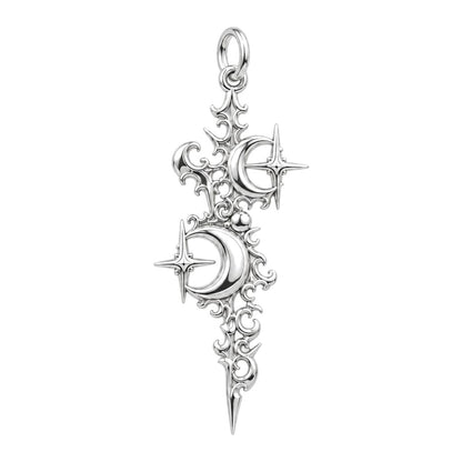 Celestial Twin Moons Charm Bracelet – Personalized Mom Gift – silver charm, front view