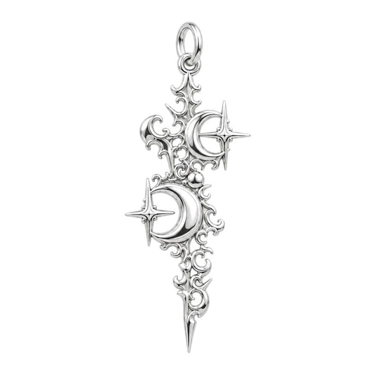 Celestial Twin Moons Charm Bracelet – Personalized Mom Gift – silver charm, front view
