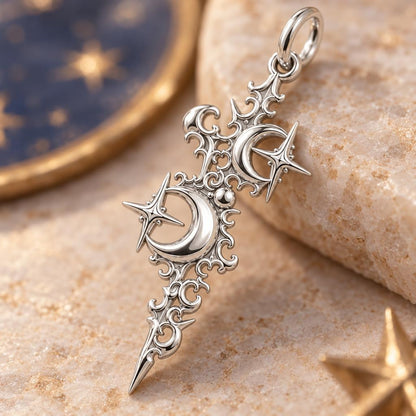 Celestial Twin Moons Charm Bracelet – Personalized Mom Gift – macro detail of the charm