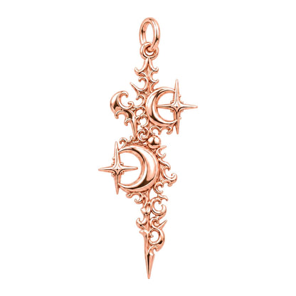 Celestial Twin Moons Charm Bracelet – Personalized Mom Gift – rose gold charm, front view