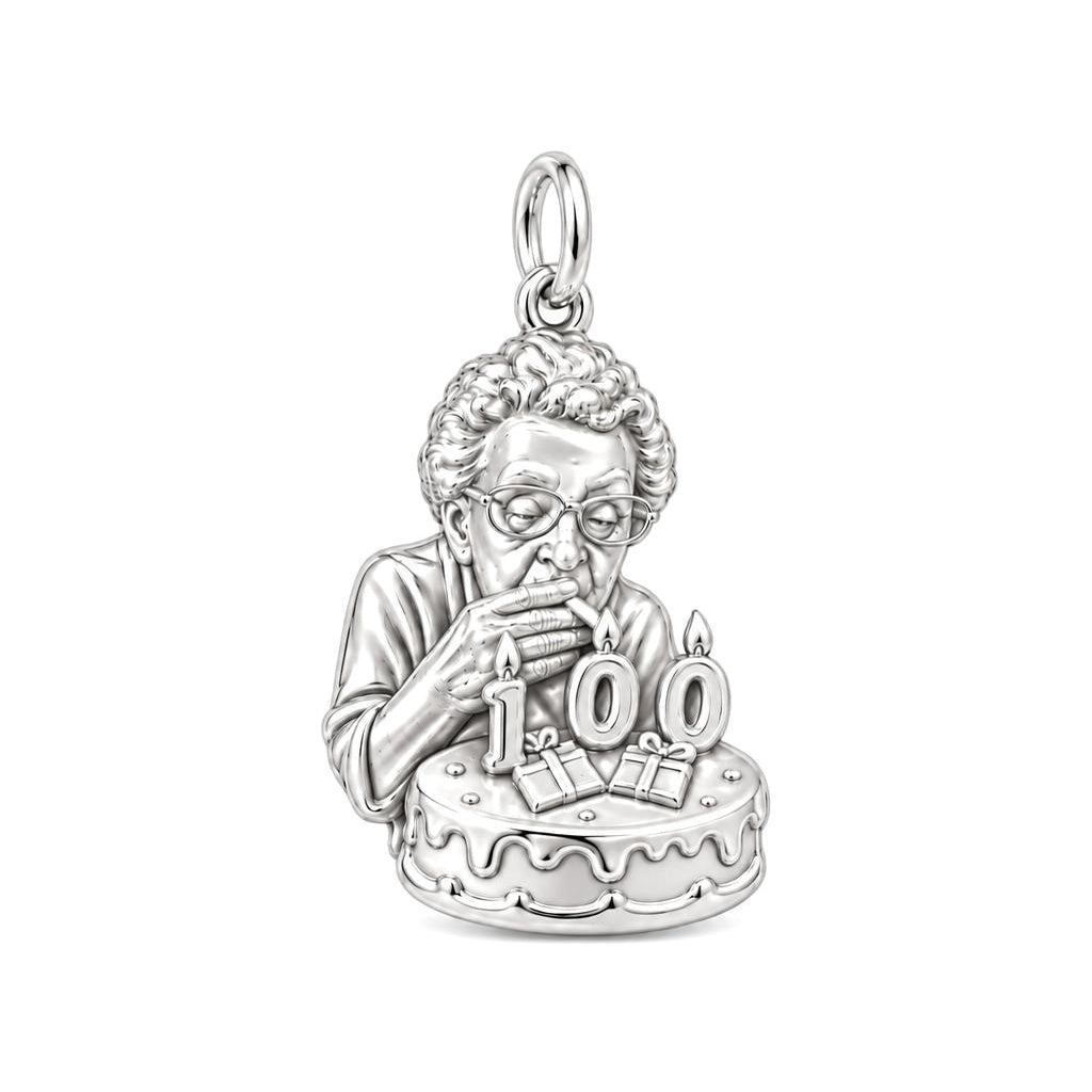 Centenarian Birthday Wish Charm and Polyester Cord Bracelet Set
