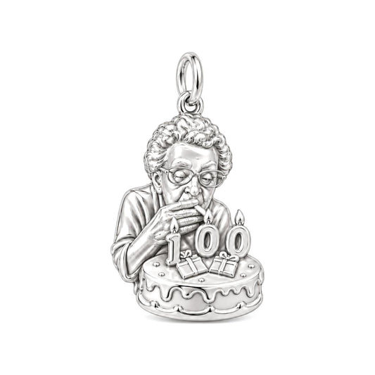 Centenarian Birthday Wish Charm and Polyester Cord Bracelet Set