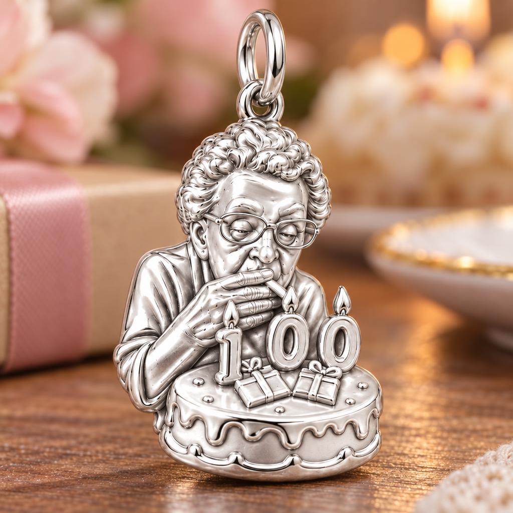 Centenarian Birthday Wish Charm and Polyester Cord Bracelet Set