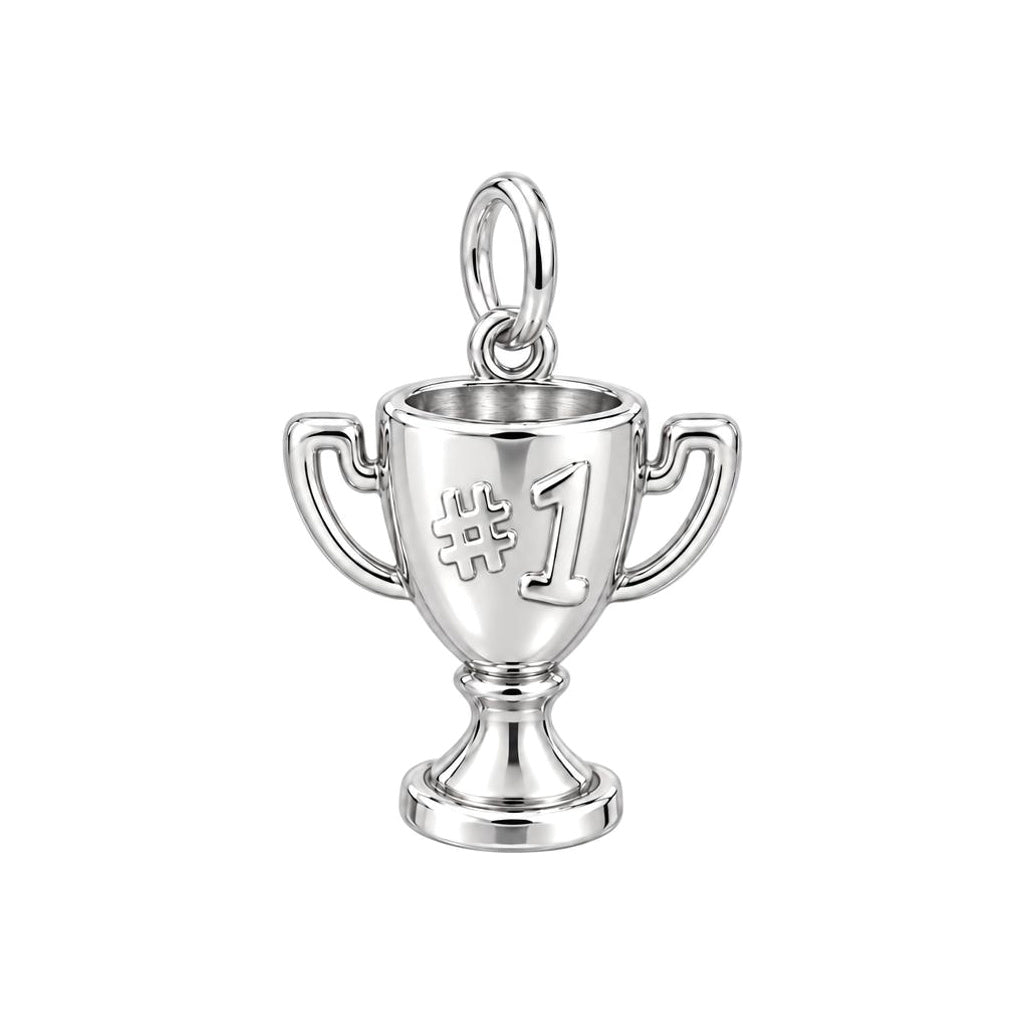 Champion Trophy Charm Bracelet – Personalized Mom Gift – silver charm, front view